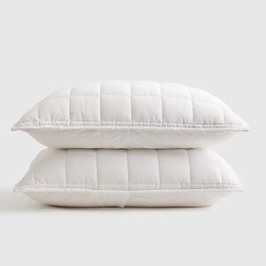 NWOT QUINCE European Linen Box Quilted Sham Set Standard White 3677